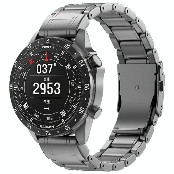 Cinturino per orologio in metallo puro titanio con fibbia di sicurezza da 22 mm per Gamin (grigio)