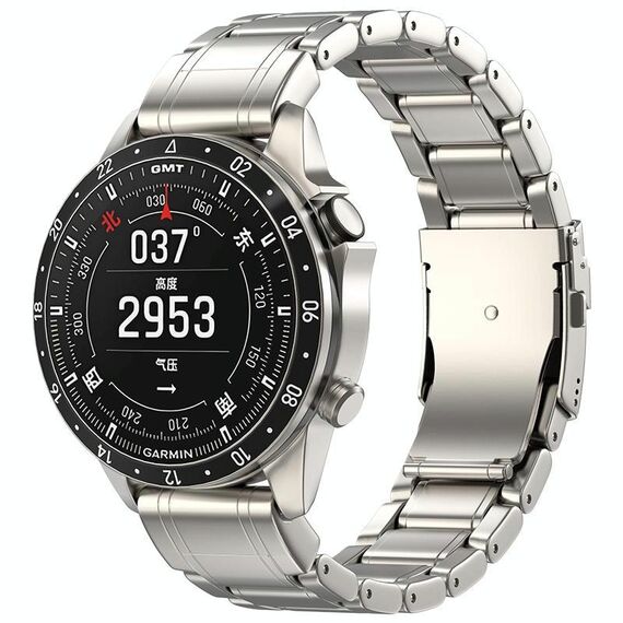 Per cinturino per orologio in metallo puro titanio con fibbia di sicurezza da 26 mm Gamin (color titanio)