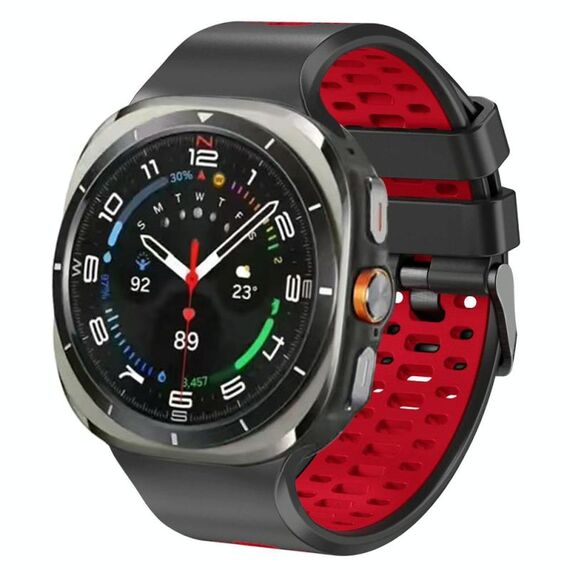 Cinturino traspirante in silicone bicolore per Samsung Galaxy Watch Ultra 47 mm (nero e rosso)
