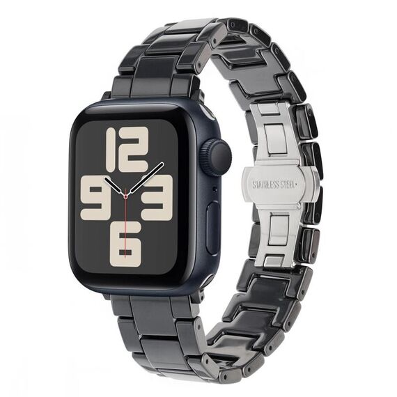 Cinturino per Apple Watch 46mm / 49mm / 45mm / 44mm in ceramica effetto grana Tank (nero)