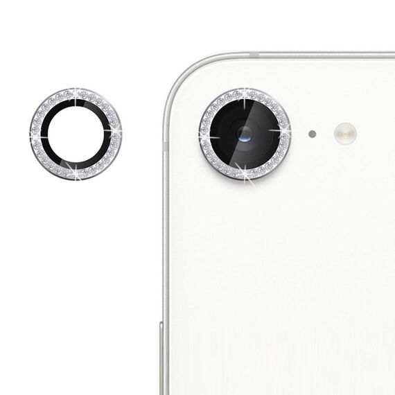 Per iPhone 16e Klebol - Protezione individuale per obiettivo della fotocamera con anello di diamanti (argento)