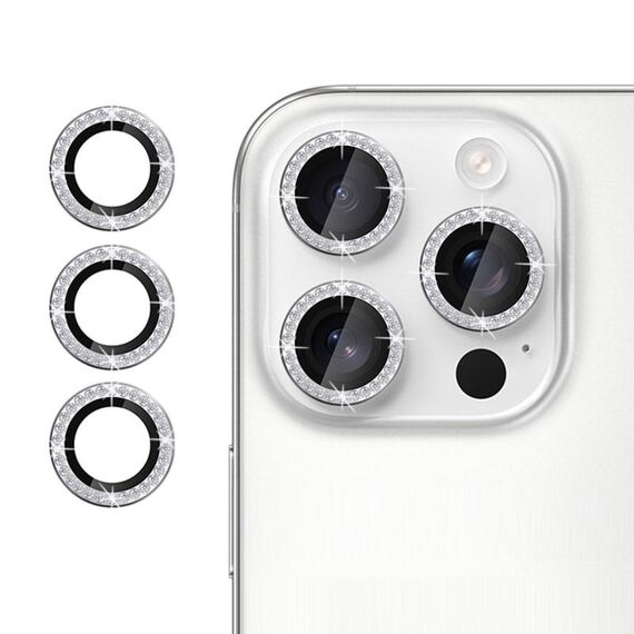 Per iPhone 14 Pro Klebol - Protezione individuale per obiettivo della fotocamera con anello di diamanti (argento)