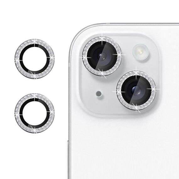 Per iPhone 13 Klebol - Protezione individuale per obiettivo della fotocamera con anello di diamanti (argento)