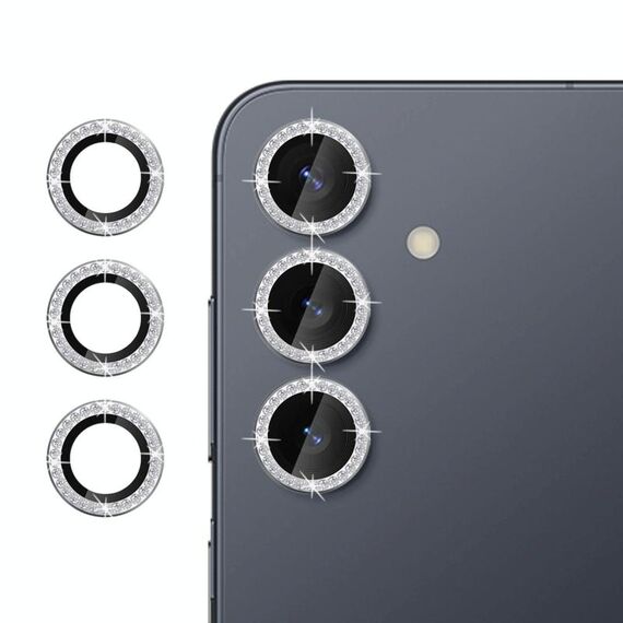 Per Samsung Galaxy S25 5G Klebol - Protezione individuale per obiettivo fotocamera con anello diamantato (argento)