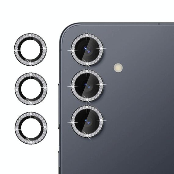 Per Samsung Galaxy S25+ 5G Klebol - Protezione per obiettivo fotocamera individuale con anello diamantato (nero)