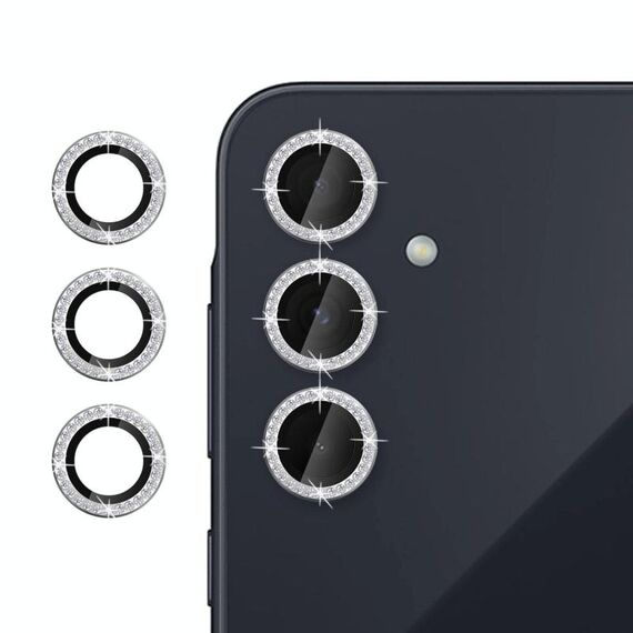 Per Samsung Galaxy A55 5G Klebol - Protezione individuale per obiettivo fotocamera con anello diamantato (argento)
