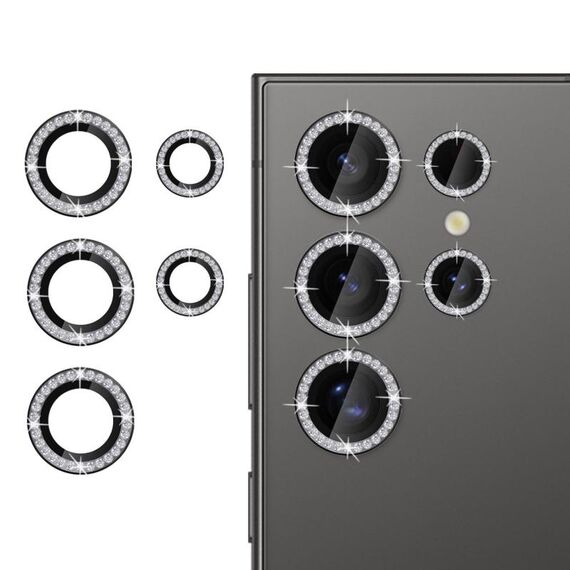 Per Samsung Galaxy S24 Ultra 5G Klebol - Protezione per obiettivo fotocamera individuale con anello diamantato (nero)
