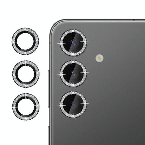 Per Samsung Galaxy S24 5G Klebol - Protezione individuale per obiettivo fotocamera con anello diamantato (nero)