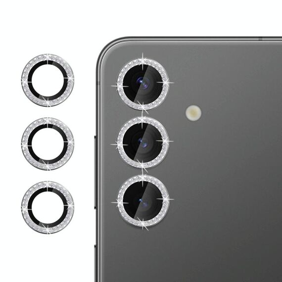 Per Samsung Galaxy S24 5G Klebol - Protezione individuale per obiettivo fotocamera con anello diamantato (argento)