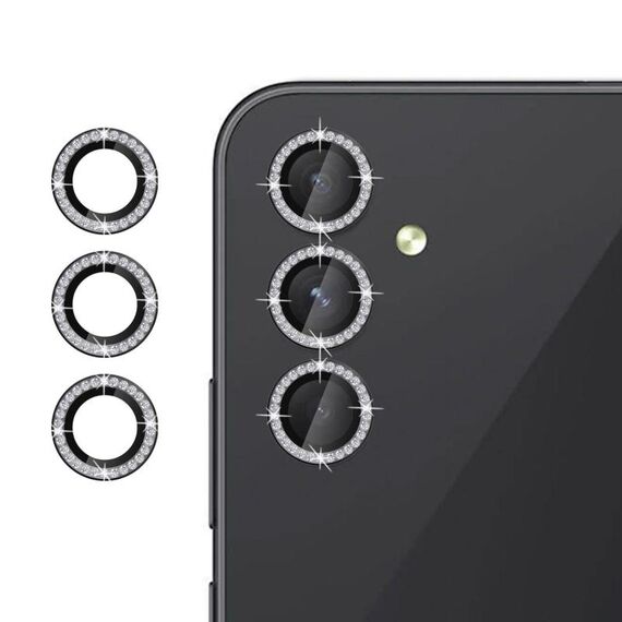 Per Samsung Galaxy A05s Klebol - Protezione per obiettivo fotocamera individuale con anello diamantato (nero)