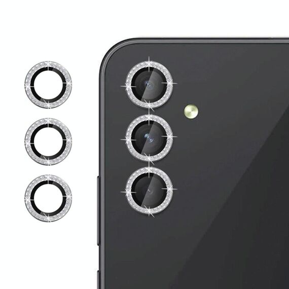 Per Samsung Galaxy A34 5G Klebol - Protezione individuale per obiettivo fotocamera con anello diamantato (argento)