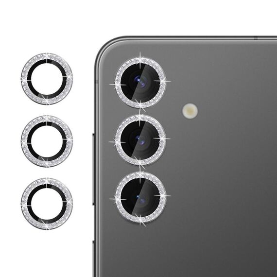 Per Samsung Galaxy S24 FE 5G Klebol - Protezione individuale per obiettivo fotocamera con anello diamantato (argento)