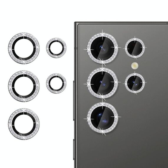 Per Samsung Galaxy S23 Ultra 5G Klebol - Protezione individuale per obiettivo fotocamera con anello diamantato (argento)