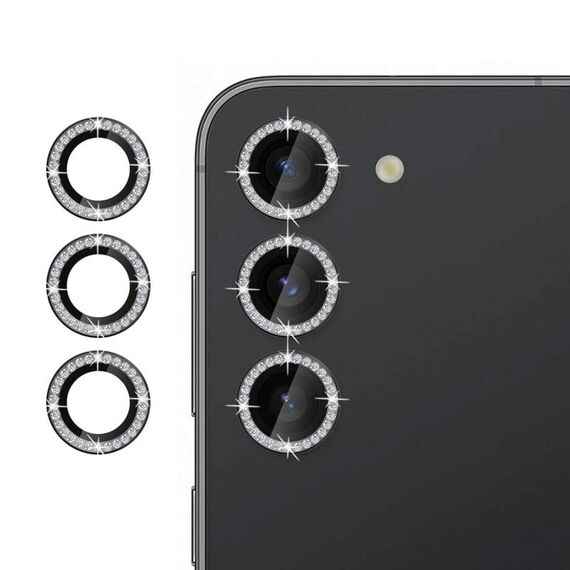 Per Samsung Galaxy S23+ 5G Klebol - Protezione per obiettivo fotocamera individuale con anello diamantato (nero)