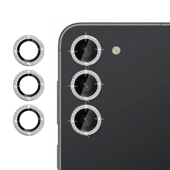 Per Samsung Galaxy S23+ 5G Klebol - Pellicola protettiva con anello diamantato per obiettivo della fotocamera individuale (argento)
