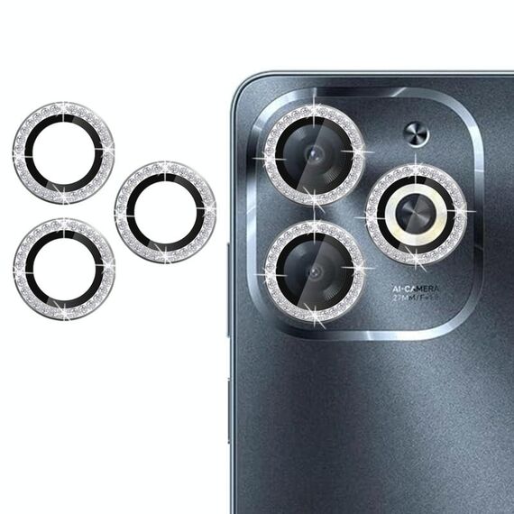 Per Infinix Smart 8 Klebol - Protezione per obiettivo fotocamera individuale con anello di diamanti (argento)