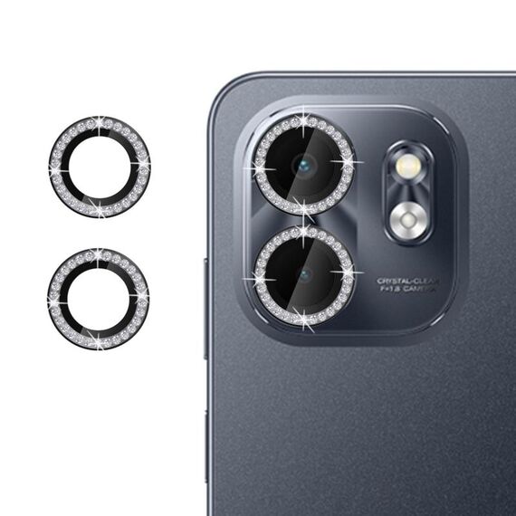 Per Infinix Smart 9 Klebol - Protezione ad anello diamantato per obiettivo della fotocamera individuale (nero)