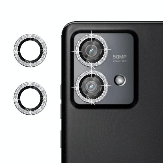 Per Motorola Edge 40 Neo 5G Klebol - Protezione per obiettivo fotocamera individuale con anello diamantato (argento)