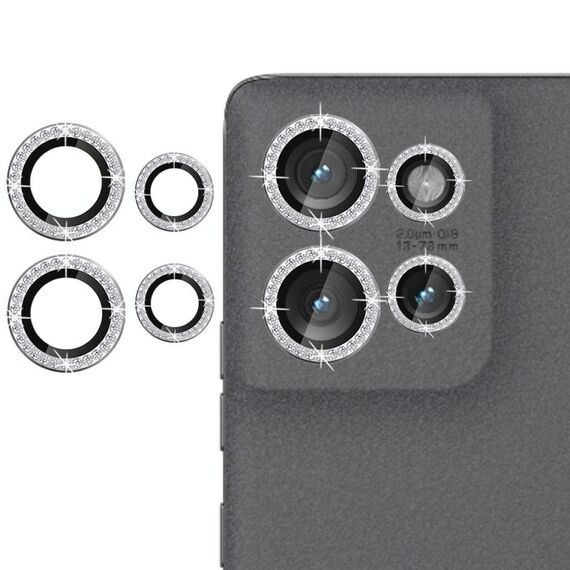 Per Motorola Edge 50 5G Klebol - Protezione per obiettivo fotocamera individuale con anello diamantato (argento)