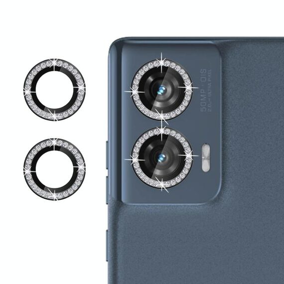 Per Motorola Edge 50 Fusion 5G Klebol - Protezione per obiettivo fotocamera con anello diamantato (nero)