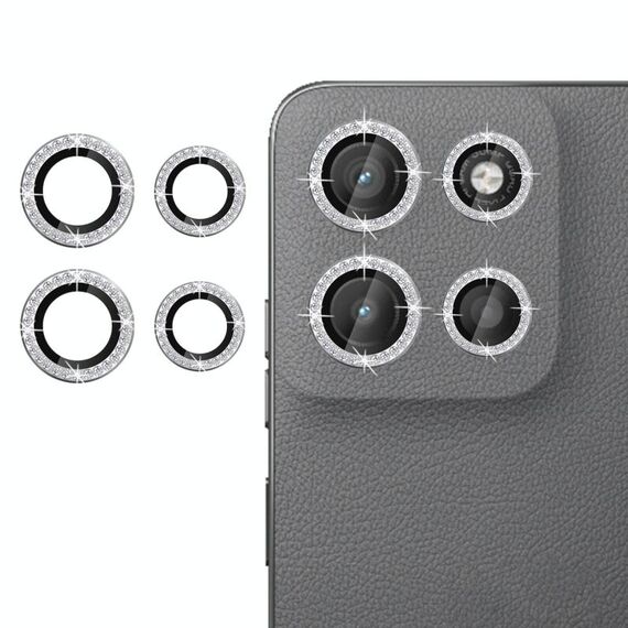 Per Motorola Moto G15 Klebol - Protezione per obiettivo fotocamera individuale con anello di diamanti (argento)