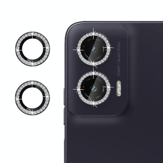 Per Motorola Moto G35 5G Klebol - Protezione per obiettivo fotocamera individuale con anello diamantato (nero)