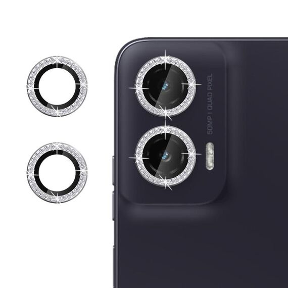 Per Motorola Moto G35 5G Klebol - Protezione per obiettivo fotocamera individuale con anello di diamanti (argento)