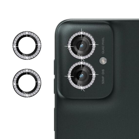 Per Motorola Moto G55 5G Klebol - Protezione per obiettivo fotocamera individuale con anello diamantato (nero)