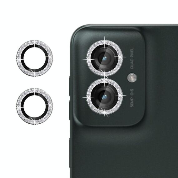 Per Motorola Moto G55 5G Klebol - Protezione per obiettivo fotocamera individuale con anello diamantato (argento)