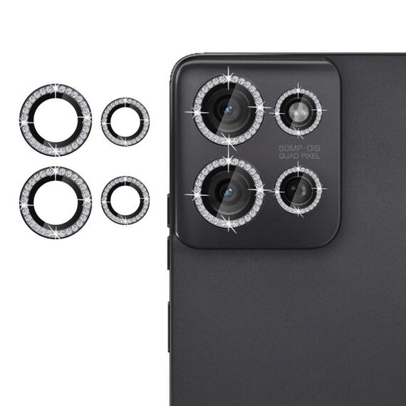 Per Motorola Moto G75 5G Klebol - Protezione per obiettivo fotocamera individuale con anello diamantato (nero)