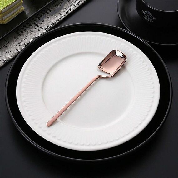 Design da appendere a parete a forma di V in acciaio inossidabile Design semplice Cucchiaino da caffè Forchetta Creativo manico lungo Agitare stoviglie, Stile: Cucchiaio, Colore: Oro rosa