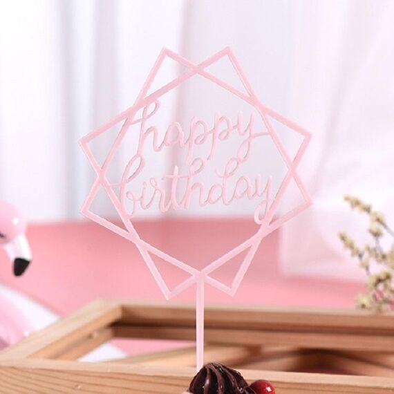 3 PCS Acrilico Carta Decorazione Torta Tavolo Compleanno Festa Dress Up Dessert Poligonale Decorazione Plug-in (Rosa)