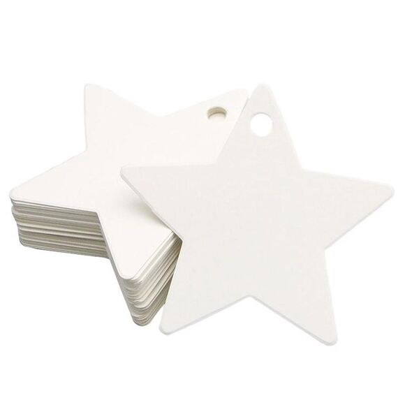 100 Pz / set Etichetta con decorazione a stella a cinque punte Carta kraft Carta d'identità per abbigliamento piccola etichetta vuota (bianca)