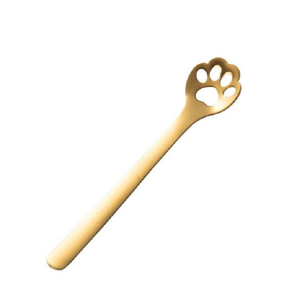 Cucchiaio da dessert in acciaio inossidabile Creative Cat Claw Coffee Spoon, Stile: Cucchiaio Hollow Cat Claw, Colore: Gold