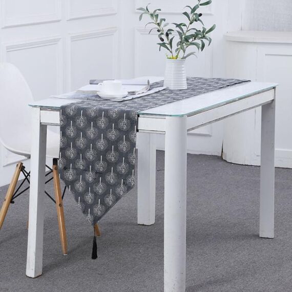 Bandiera da tavolo in lino tovaglietta da tè in stoffa mobile TV tavolino da caffè copertura in tessuto, dimensioni: 160x33 cm (nero)