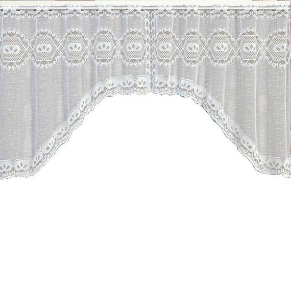 Tenda da caffè traslucida bianca Tulle Pizzo Trasparente Tende jacquard lavorate a maglia Tende da camera da letto, Dimensioni: Tenda superiore (JHM-06)