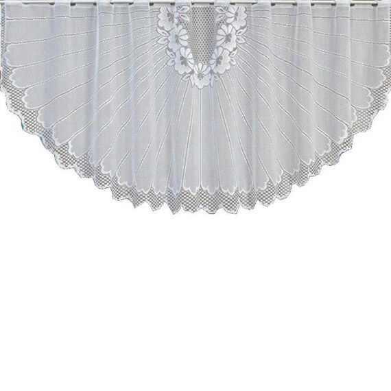 Tenda da caffè traslucida bianca Tulle Pizzo puro ordito Tende jacquard lavorate a maglia Tende da camera da letto, Dimensioni: Tenda superiore (JHM-07)