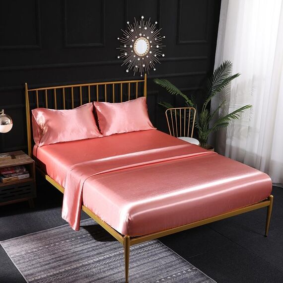 Home Ice Silk Silk Silk Seta Four-Piege Fodera Flat Flat Lamard Set di fogli, Dimensioni: UK-SK: 180 * 200 * 40 cm (giada)