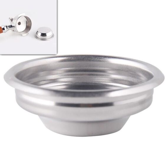 Macchina da caffè semiautomatica Ciotola per polvere in acciaio inossidabile Filtro dalla testa di fermentazione Filtro senza manico senza fondo, Specifica: Tazza singola, Dimensioni: 58mm Universale