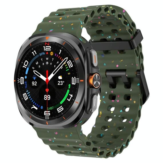 Cinturino in silicone con doppia fibbia e pois colorati per Samsung Galaxy Watch Ultra 47 mm (verde militare)