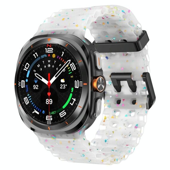 Cinturino in silicone con doppia fibbia e pois colorati per Samsung Galaxy Watch Ultra 47mm (trasparente)