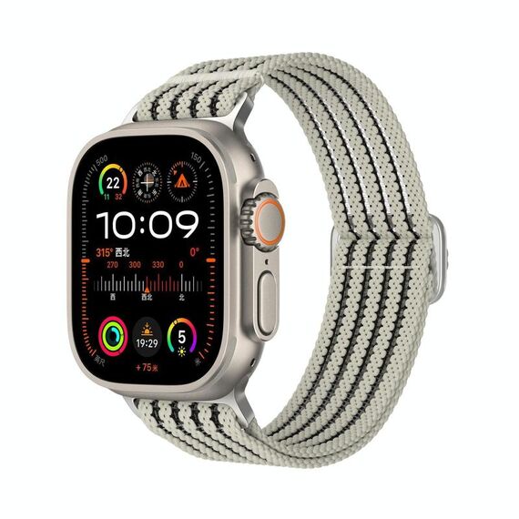 Cinturino per Apple Watch da 46 mm / 49 mm / 45 mm / 44 mm in nylon traspirante con intreccio a filo (Starlight)