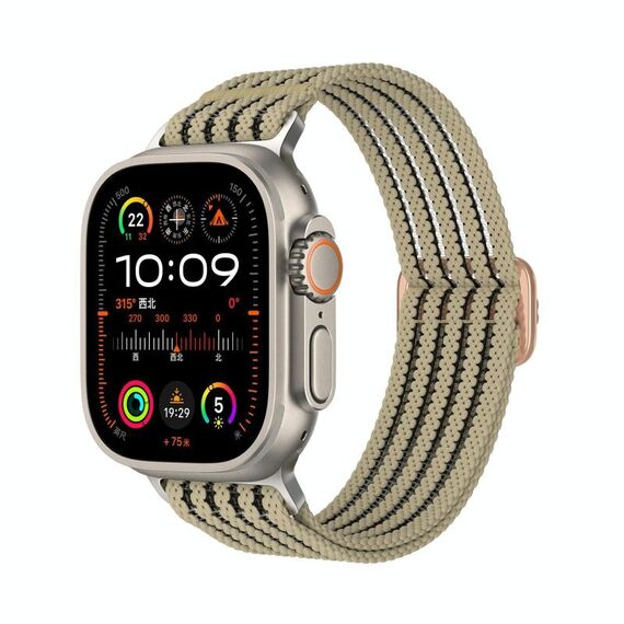 Cinturino per Apple Watch da 46 mm / 49 mm / 45 mm / 44 mm in nylon traspirante con intreccio a filo (cachi)
