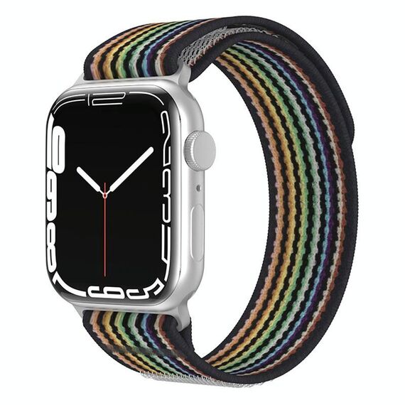 Cinturino per Apple Watch 46 mm / 49 mm / 45 mm / 44 mm xDfind in nylon a doppia sezione (arcobaleno nero)
