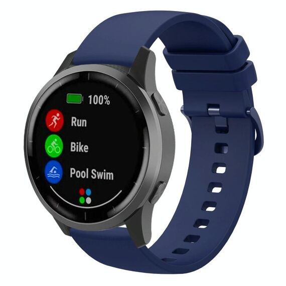 Cinturino per orologio in silicone piatto xDfind da 22 mm, colore puro (blu navy)
