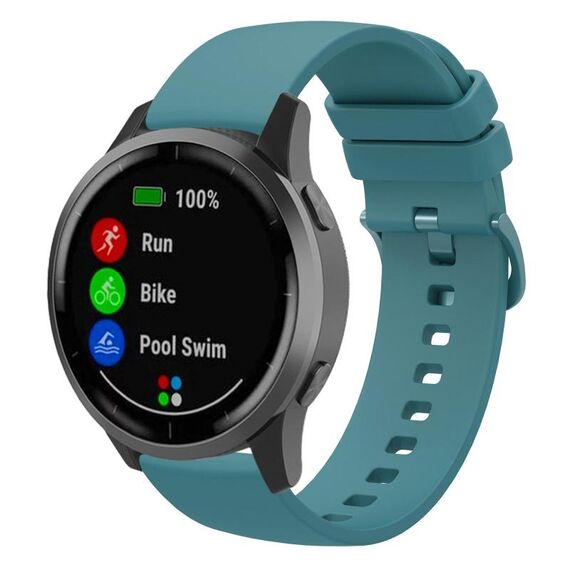 Cinturino per orologio in silicone piatto xDfind da 22 mm, colore puro (verde aghi di pino)