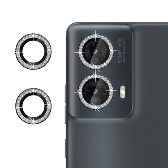Per Motorola Moto G85 5G Klebol - Protezione per obiettivo fotocamera individuale con anello diamantato (nero)