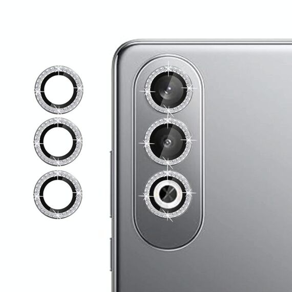 Per OnePlus Nord CE4 5G Klebol - Protezione per obiettivo fotocamera individuale con anello diamantato (argento)