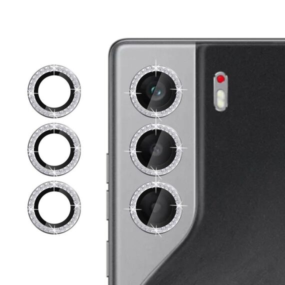 Per Tecno Camon 40 Klebol - Protezione per obiettivo della fotocamera con anello diamantato (argento)