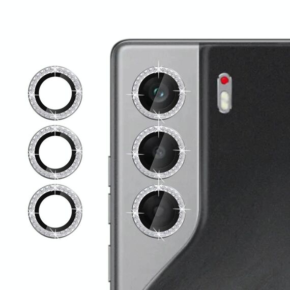 Per Tecno Camon 40 Pro 4G Klebol - Protezione per obiettivo fotocamera individuale con anello diamantato (argento)